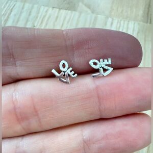 Dainty 925 Sterling silver LOVE earrings on posts